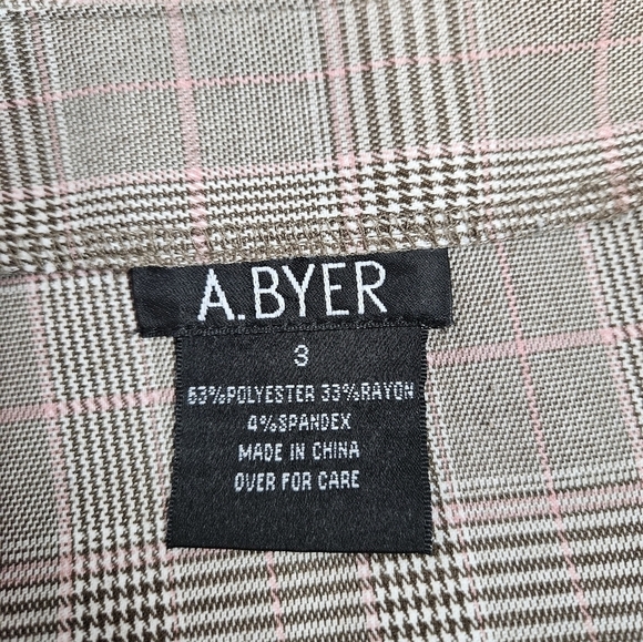 A. Byer‎ Tan & Pink Plaid Pencil Skirt Size 3 Juniors i89 - Picture 5 of 6